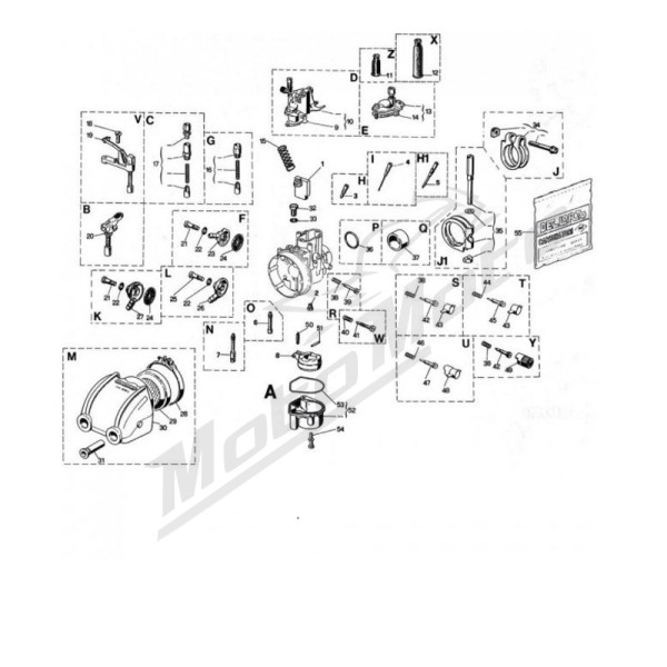 DELLORTO SHBC Ø19mm Carburetor with Cable Choke Rieju MRX 50cc 07-08