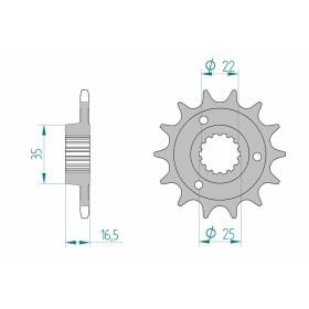 AFAM Steel Standard Front Sprocket 52613 - 525 14-15 teeth DUCATI DIAVEL / MONSTER / HYPERMOTARD / STREETFIGHTER 749-1260cc 01-22