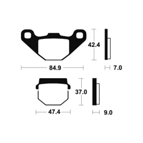 TECNIUM MX/ATV Brake pads MO44 Adly / Aeon / Can-Am / E Ton / Kawasaki / Keeway / Masai / PGO / Suzuki / TGB / TM Racing / Yamaha 50-525cc 80-25