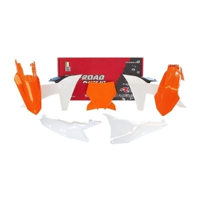 RACETECH Plastikų komplektas KTM SX/ SX-F 125/450cc 23-24 Balta/ Oranžinė