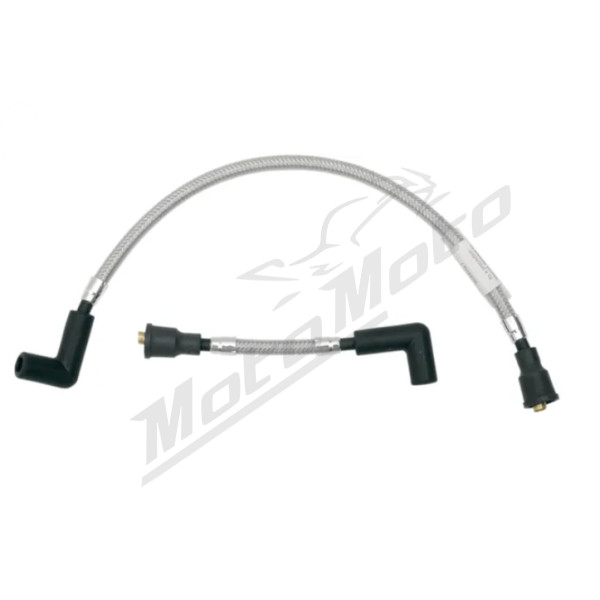 MAGNUM SHIELDING Spark Plug Wires Polished Stainless Steel Harley Davidson FLH / FLSTN / FXDL / FXSTC / FXSTSB / FXWG 1200/1340 77-99