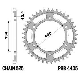 PBR Standard C45 Steel Rear Sprocket 4405 - 525 HONDA CBR / NT 600-1100cc 2001-2024