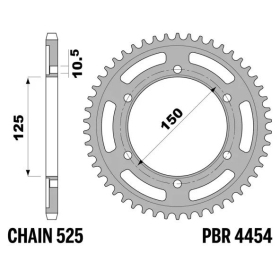 PBR Standard C45 Steel Rear Sprocket 4454 - 525 KTM ADVENTURE / SUPER ADVENTURE / SUPER ENDURO 950-1290cc 2003-2024