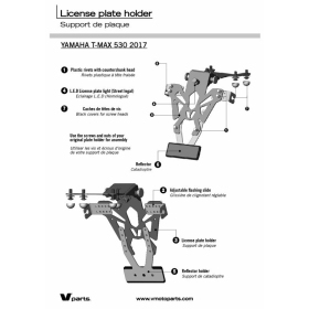 V PARTS valstybinio numerio laikiklis juodas Yamaha T-Max 530 17-19