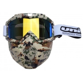Off Road Goggles with mask camo UNIT M02 (gold lens)