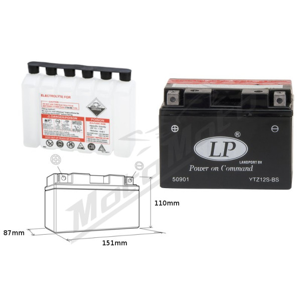 Landport battery YTZ12S-BS 12V 11AH 