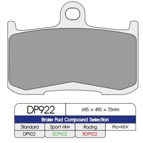 DP BRAKES Standard Sintered Metal Brake Pads Indian / Kawasaki / Triumph / Victory 675-1300cc 02-22