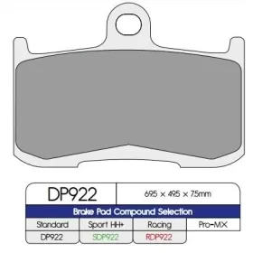 DP BRAKES Standartinės stabdžių trinkelės Indian / Kawasaki / Triumph / Victory 675-1300cc 02-22
