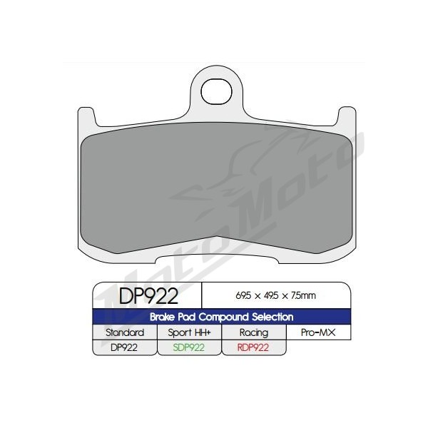 DP BRAKES Standard Sintered Metal Brake Pads Indian / Kawasaki / Triumph / Victory 675-1300cc 02-22