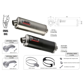 MIVV Oval Big Universal Silencer Left Side - Stainless steel