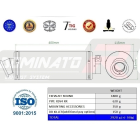 Exhaust kit. Dominator ROUND APRILIA RSV4 RR 2015-2016