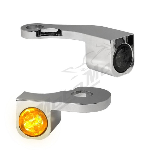 HEINZ BIKES NANO Series Handlebar Turn Signals Chrome Harley Davidson FLS / FLSS / FLSTN / FXST / FXSB 1690/1800 15-17