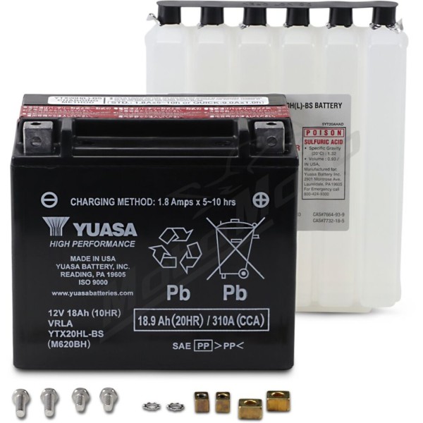 YUASA High Performance AGM Maintenance-Free Battery YTX20HL-BS 12V 18 Ah