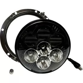 CUSTOM DYNAMICS Shark Demon™ 7” LED Headlight with Backlight Harley Davidson FLD / FLHR 1340-1800cc 94-16