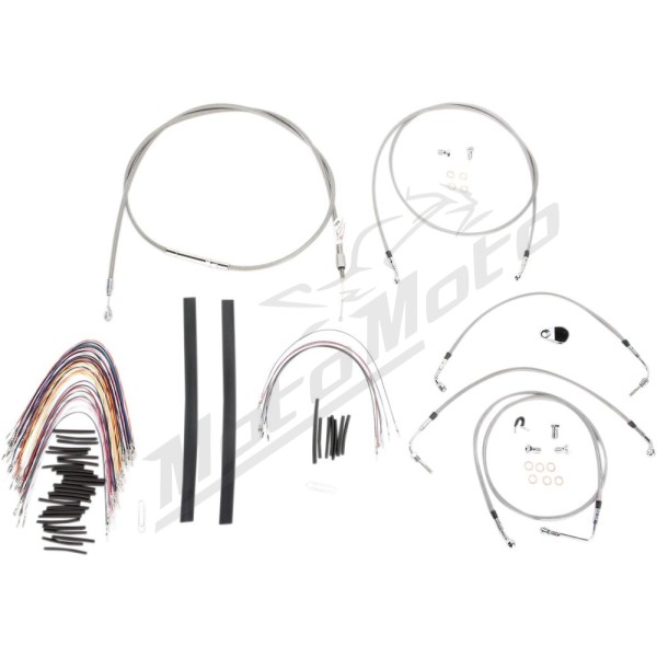 BURLY BRAND Burly Ape handlebars Stainless Cables / Brake Lines / Wires Extension Kit Harley Davidson 1584-1690cc 2008-2013