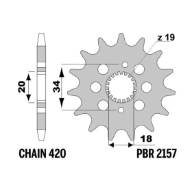 PBR Steel Standard Front Sprocket 2157 - 420 HONDA CRF 150cc 2007-2025