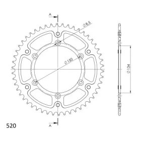 Supersprox Stealth Rear sprocket KA KX125/250/450/500 Gold 50
