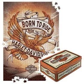 TIN BOX L PUZZLE H-D BORN TO RIDE EAGLE 2 68x48cm