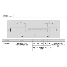 Royal Rods Connecting Rod Honda CRF 450 R/RX/RWE 17-25
