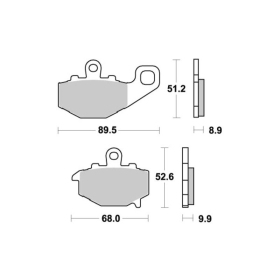 Sbs Brakepads Sintered rear Kawasaki ER-6 / GPZ / KLE / Z / ZX / ZZR 550-1100cc 93-23
