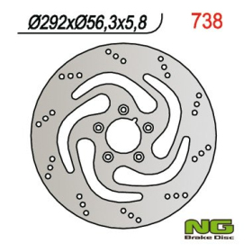 NG Rear Fixed Brake Disc 292x56.3x5.8mm Harley Davidson Dyna / Softail / Sportster 883-1690cc 06-22