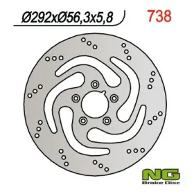 NG Rear Fixed Brake Disc 292x56.3x5.8mm Harley Davidson Dyna / Softail / Sportster 883-1690cc 06-22