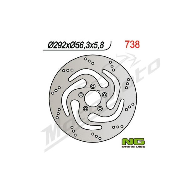 NG Rear Fixed Brake Disc 292x56.3x5.8mm Harley Davidson Dyna / Softail / Sportster 883-1690cc 06-22