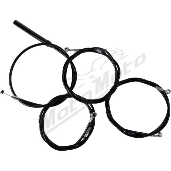 LA CHOPPERS Complete Black Vinyl Braided Handlebar Cable/Brake Line Kit Harley Davidson 1868-1977 23-24