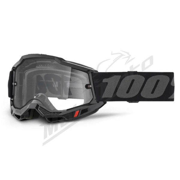 Krosiniai 100% Accuri 2 ENDURO MOTO akiniai (Skaidrus stikliukas) juodi