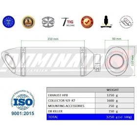 Duslintuvo kompl. Dominator HP8 Yamaha YZF R7 2021-2023