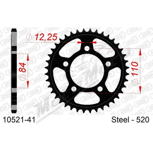 AFAM Steel Standard Rear Sprocket 520 51 teeth ​​​​​​​HONDA CB / CBR / CL 500cc 19-25