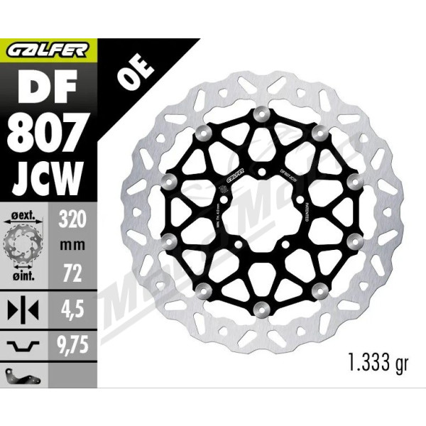GALFER Plaukiojantis priekinis stabdžių diskas 320 mm DUCATI MONSTER / MULTISTRADA / SCRAMBLER / XDIAVEL 796-1262cc 09-25