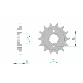 AFAM plieninė standartinė priekinė žvaigždutė 52602 - 530 15 dantukų DUCATI F1 750cc 1986-1988