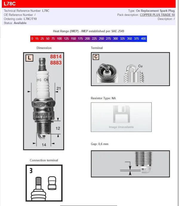 CHAMPION S-PLUG L78C APRILIA / BENELLI / BETA / BMW / CAGIVA 50-100cc 93-20