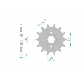 AFAM Steel Standard Front Sprocket 20306 - 520 14 teeth HONDA XR / XL 350cc 1984-1988