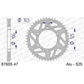 AFAM Aluminium Rear Sprocket 525 47 teeth TRIUMPH DAYTONA / STREET TRIPLE 675cc 06-22