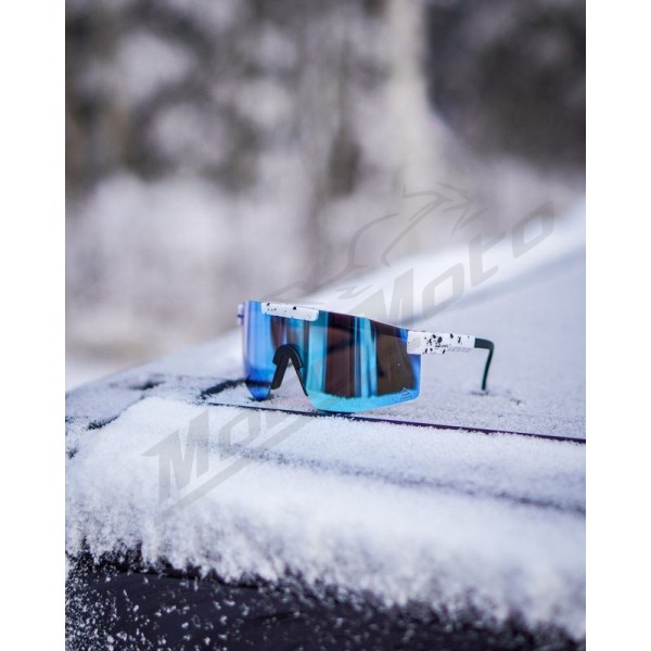 AMOQ Comet Sunglasses White Splash - Blue Mirror