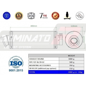 Duslintuvo kompl. Dominator ROUND YAMAHA YZF R6 1999-2002