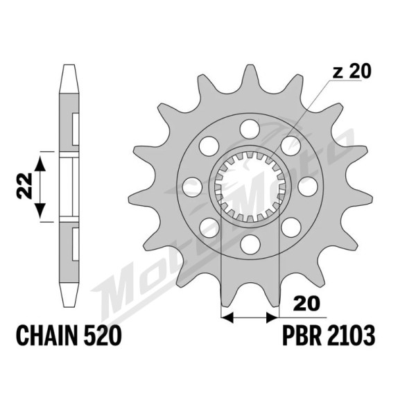 JT/PBR Grandinės komplektas 520HDS Yamaha YZ 125 05-21