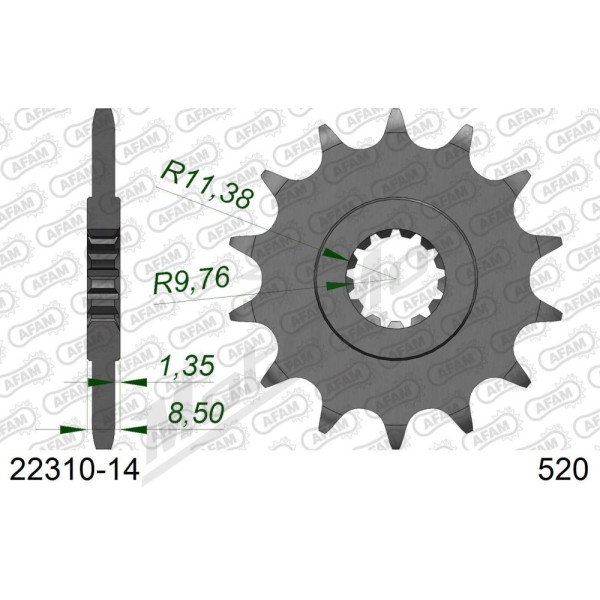 AFAM Steel Standard Front Sprocket 22310 - 520 14 teeth SUZUKI DL / GSX / GW 250cc 13-21