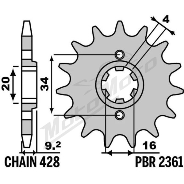 PBR Steel Standard Front Sprocket 2361 - 428 14T