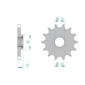 AFAM plieninė standartinė priekinė žvaigždutė 21311 - 428 14-15 dantukų ​​​​​​​YAMAHA XG / YBR 250cc 05-11