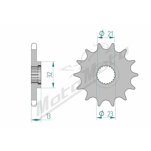 AFAM plieninė standartinė priekinė žvaigždutė 21311 - 428 14-15 dantukų ​​​​​​​YAMAHA XG / YBR 250cc 05-11