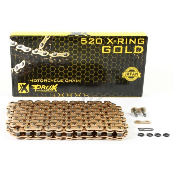 PROX 520 X-Ring Chain Gold 120 Links Aprilia / Beta / Gas Gas / Honda / Honda / Husqvarna / Yamaha / Suzuki 80/700 72-26
