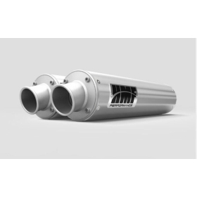 HMF Dual Performance Series Silencer - Brushed Stainless Steel/ Turn Down Polaris RZR XP 4 Turbo 2017-2018