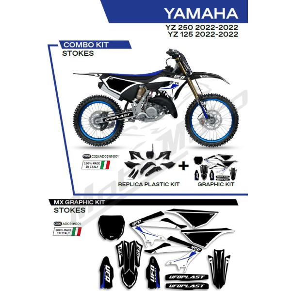 UFO Plastics and stickers set with fork guards Yamaha YZ 125-250 22-26