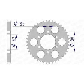 AFAM Aluminium Ultra-Light Hard Anodized Rear Sprocket 13208 - 428 51 teeth YAMAHA YZ / TY 80-125cc 76-89