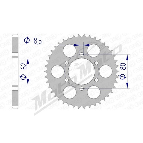 AFAM Aluminium Ultra-Light Hard Anodized Rear Sprocket 13208 - 428 51 teeth YAMAHA YZ / TY 80-125cc 76-89