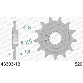 AFAM plieninė standartinė priekinė žvaigždutė 43303 - 520 13 dantukų SHERCO SE / SE-R / SEF-R / SCF 125-450cc 12-23