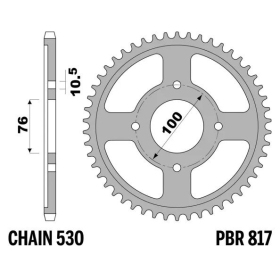 PBR Standard C45 Steel Rear Sprocket 817 - 530 SUZUKI RG 500 GAMMA 1986-1987